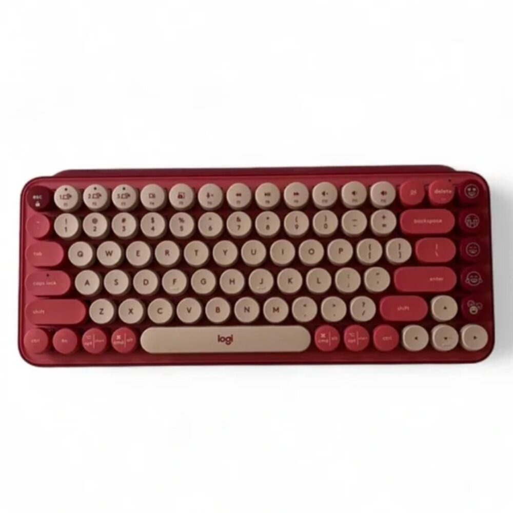 Logitech POP Wireless Keyboard with emoji keys Red Pink Tan‎ Mechanical